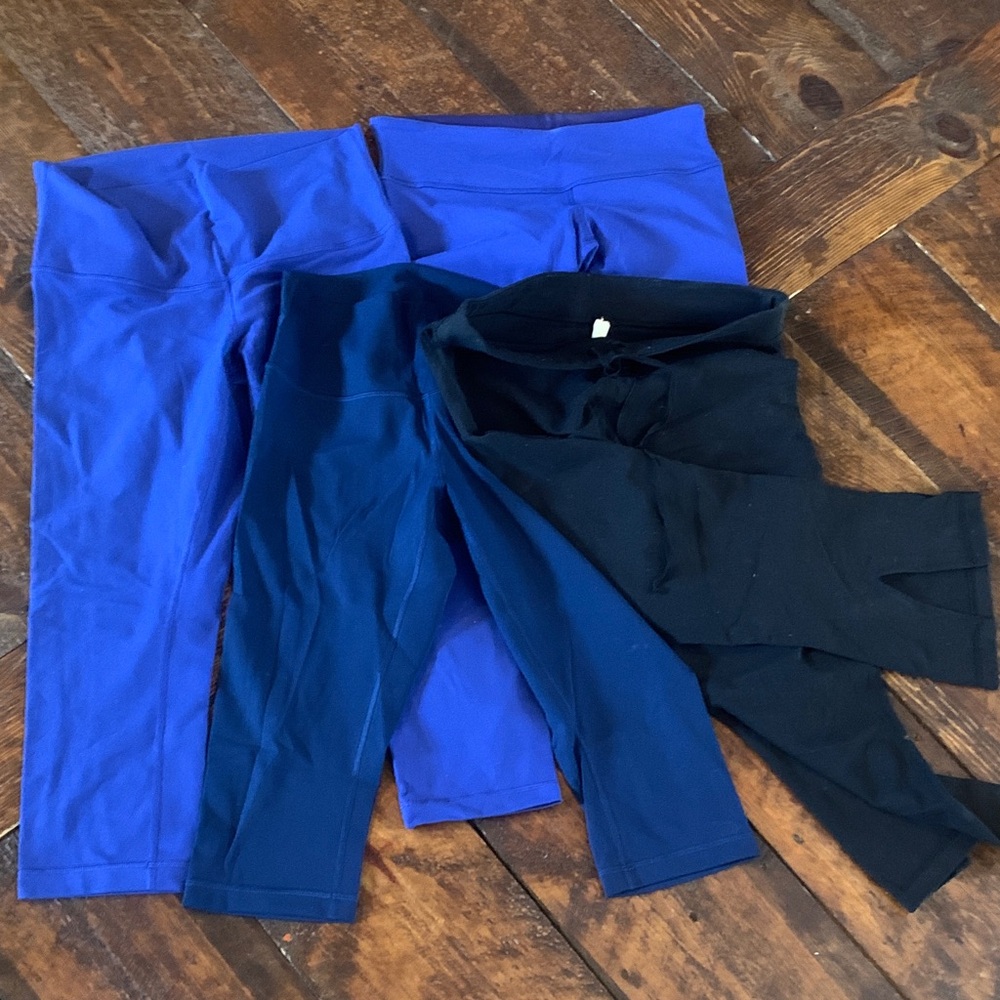 lululemon athletica Blue and Black Leggings size 8, 4 pairs, mixed quality